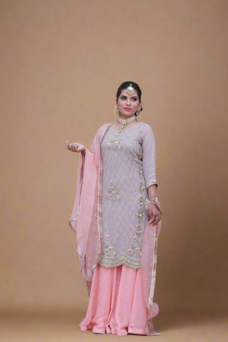 Lavender and Peach Garara Suit