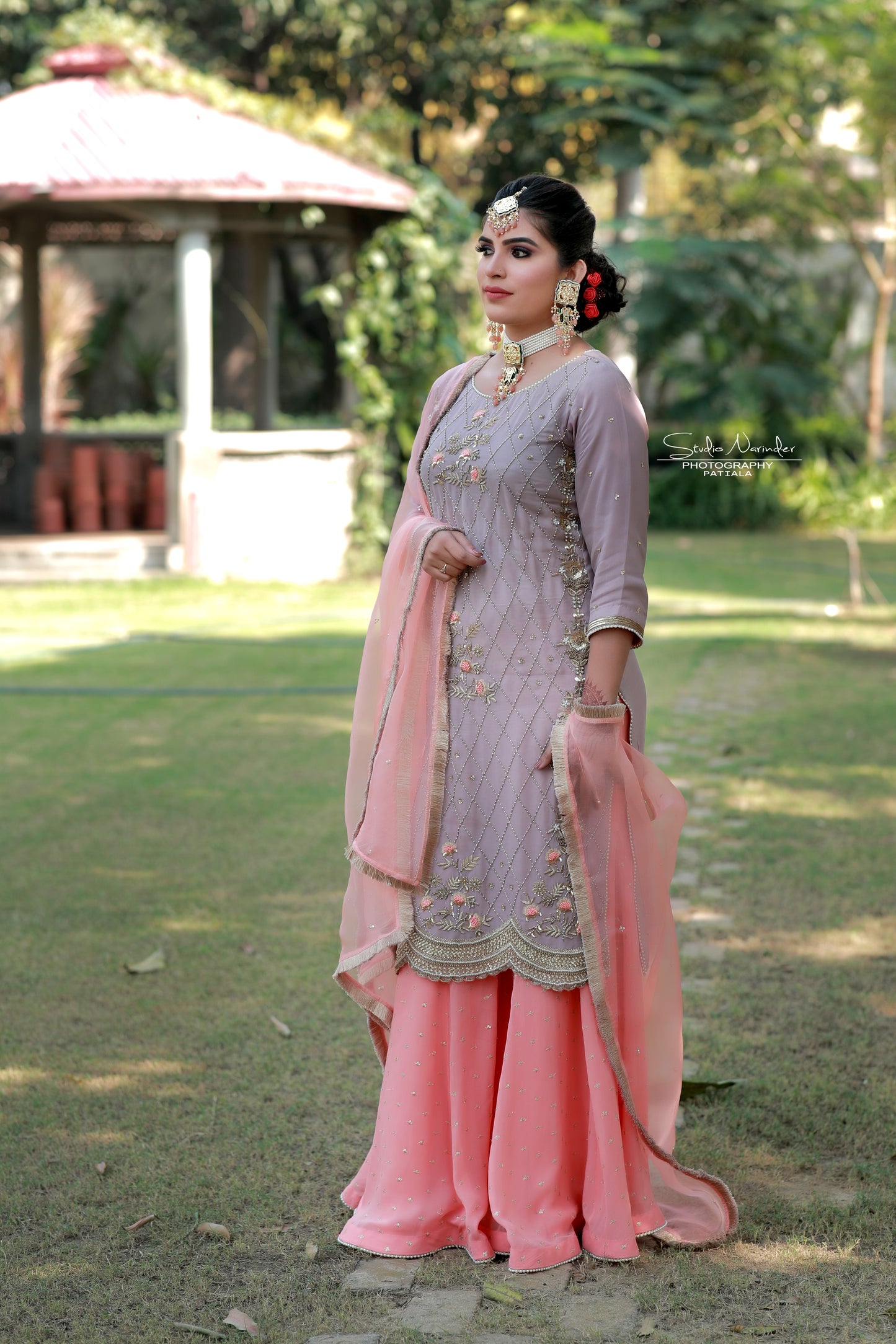 Lavender and Peach Garara Suit