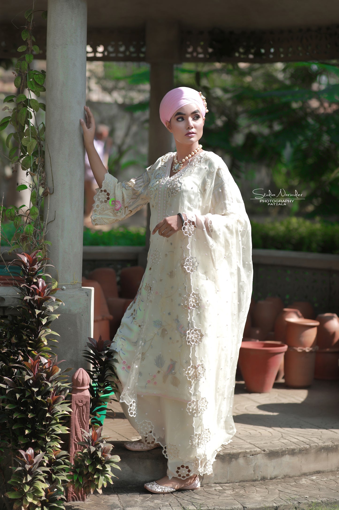 Intricate White Cutwork Suit