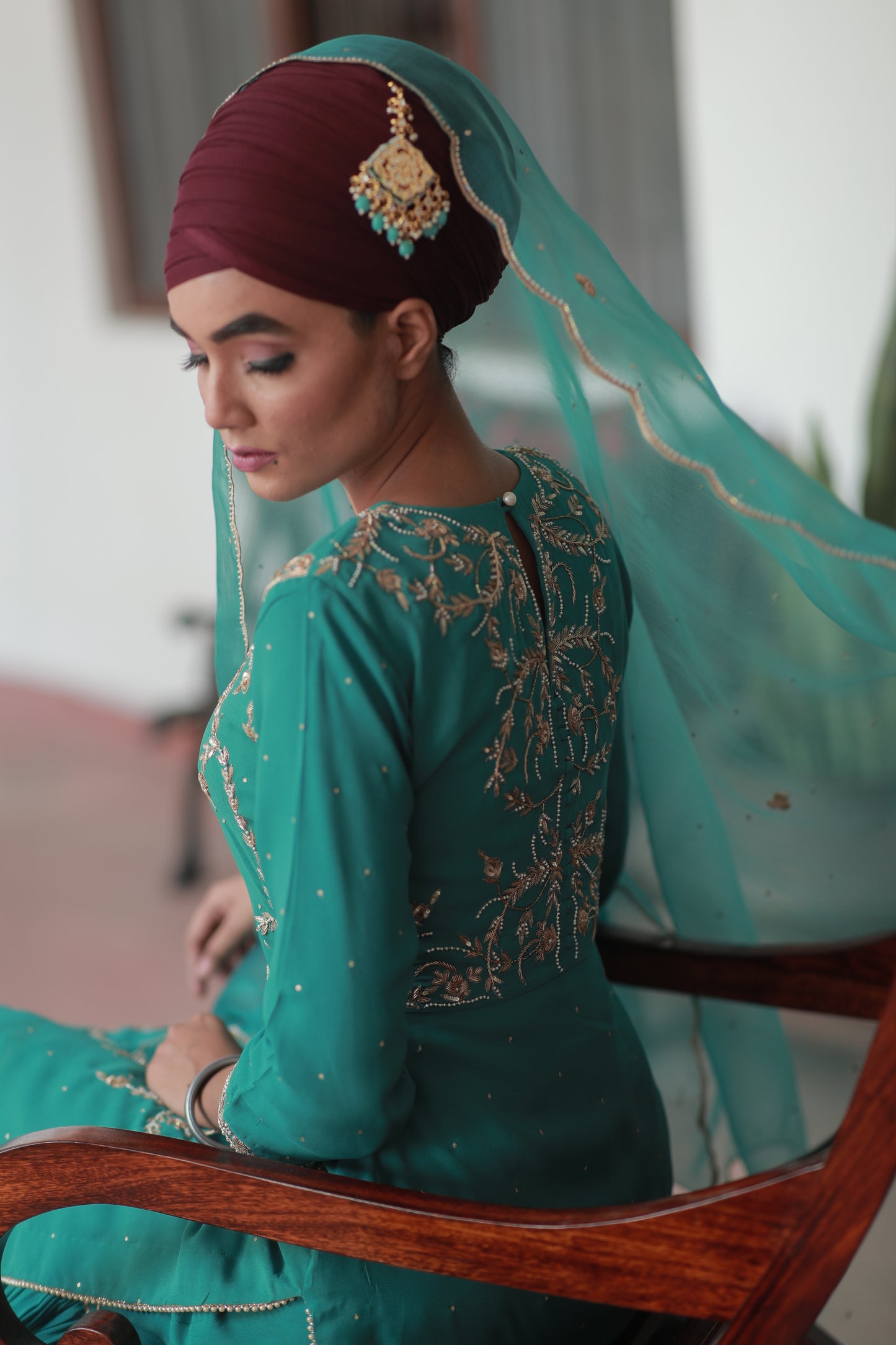 Turquiose Three Layered Garara suit